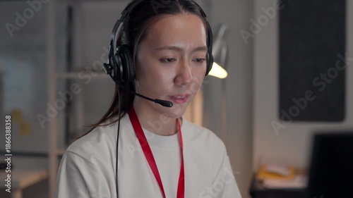 IT support professional woman wearing headset providing online help desk service, technical support communication. Customer service call center, digital business solution, remote technical assistance.