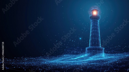 Digital Lighthouse at Night