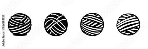 Yarn Balls In Hand Drawn Style Set. Knitting, Crochet, Crafting Supplies Doodle Sketch Collection. Textile Art And Diy Projects. Isolated Vector Illustration