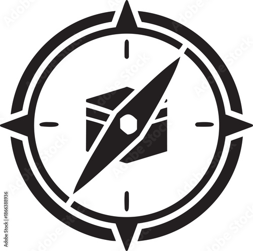 Qibla Compass Pointing to Kaaba Mecca, Islamic Direction for Daily Prayer Navigation Icon