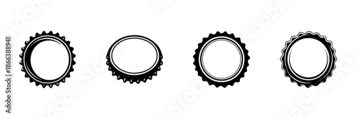 Bottle Cap Icons In Hand Drawn Style Set. Beverage Packaging, Craft Beer, Soda Bottle Top Doodle Sketch Collection. Vintage Design Elements. Isolated Vector Illustration