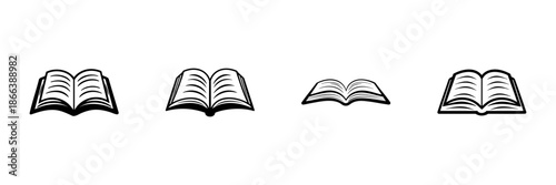 Open Book Icons In Hand Drawn Style Set. Knowledge, Education, Reading, Literature Doodle Sketch Collection. Learning And Study Symbols. Isolated Vector Illustration