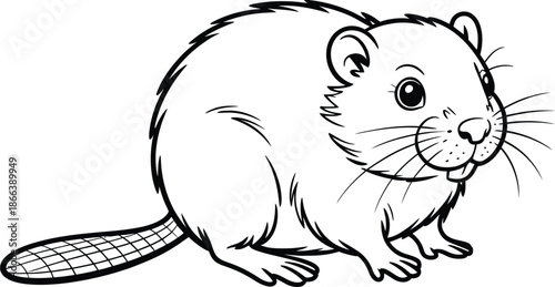 A cute and cartoonish illustration of a beaver