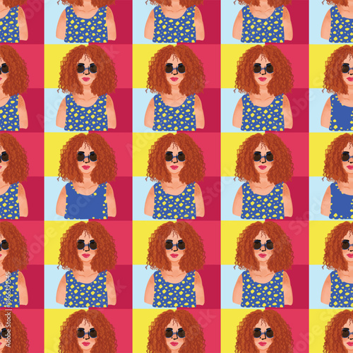 set of funny faces of the girl