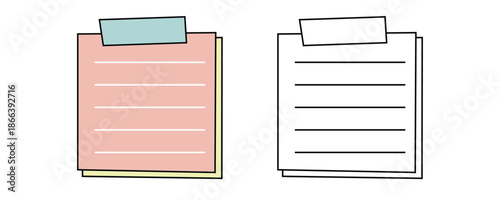 Stack of colored and white papers