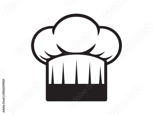 Classic tall white chef hat or toque vector illustration monochrome cooking accessory apparel symbol