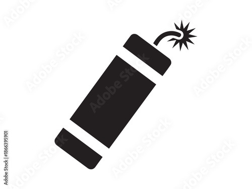 Cartoon dynamite stick with lit fuse ready to explode isolated on white background