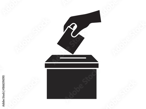 Hand casting ballot paper into a closed voting box for election or democratic process