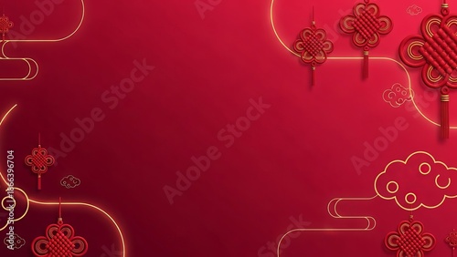 Red Chinese Background with Floral Patterns.