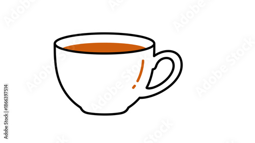 Illustration of a White Cup Filled with Brown Liquid.