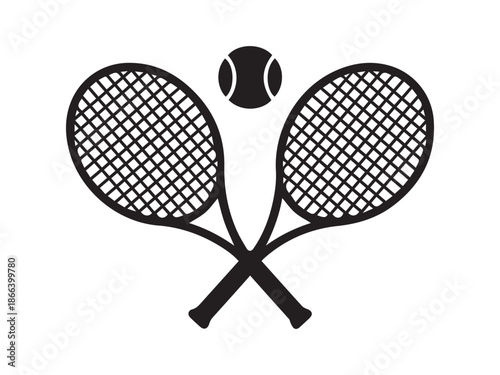 Crossed tennis rackets with ball icon for sports competition