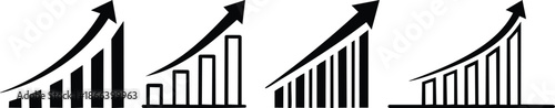 Business growth arrow rising upward bold black minimal line art finance illustration