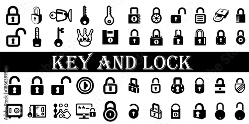 Key and Lock Icons Set – Security, Privacy and Protection Symbols Collection