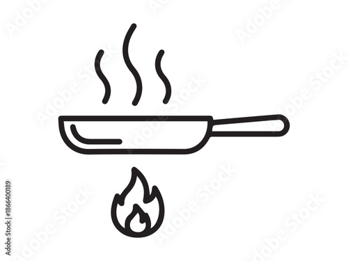 Skillet icon on gas burner for culinary and kitchen theme