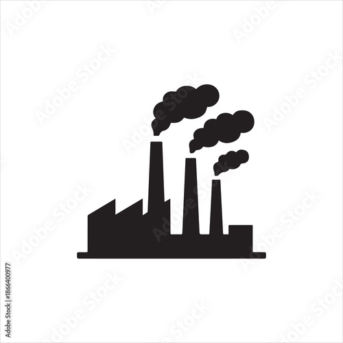  Silhouette industrial factory with smoke stacks polluting the environment vector illustration