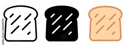 Diverse toast icons in outline, solid, and colored styles for design projects and menus.