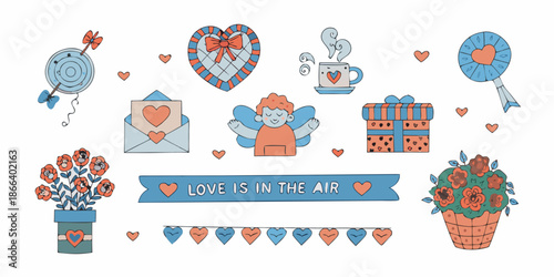 A charming collection of valentine s day themed illustrations and romantic elements