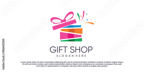 Gift logo design vector with creative modern concept style