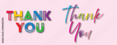thank you colorful typography text design vector with modern shadow style