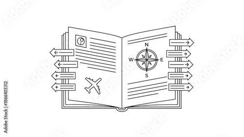 Passport and Compass Illustration for Travel Planning and Adventure.