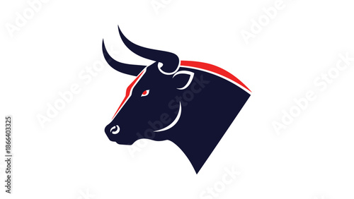 Powerful Bull Head Logo with Sharp Horns and Intense Gaze.