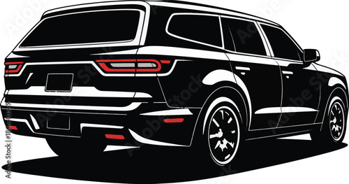 Sleek Modern SUV Rear Three Quarter View Illustration