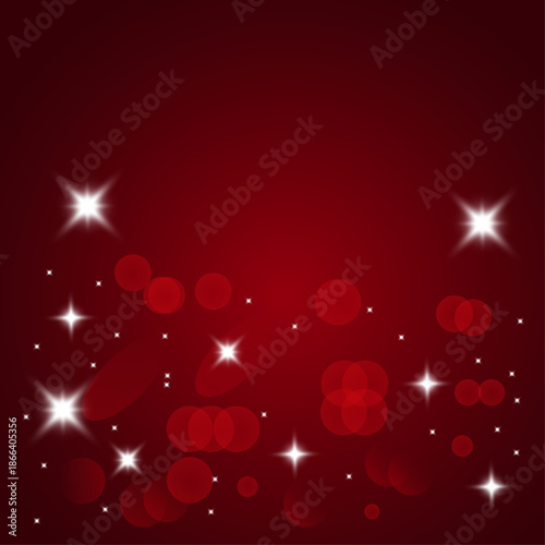 Red Bokeh Lights With Shining Stars Background. red, bokeh, lights, festive, abstract