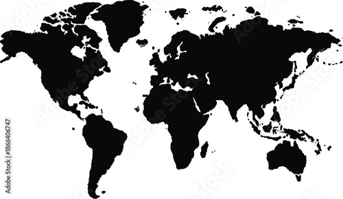 World map silhouette global geography illustration