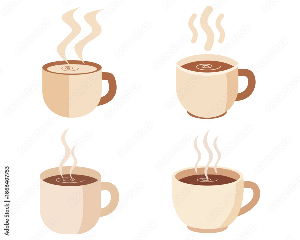 Obraz premium Simple coffee cup icon with hot beverage steam representing cafe drink illustration