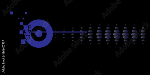 Abstract Digital Circles of Particles with Noise. Futuristic Circular Sound Wave. Big Data Visualization. 3D Virtual Space VR Cyberspace. Crypto Currency Concept. Vector Illustration.