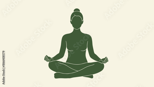 Silhouette of a woman in lotus position meditating for relaxation.