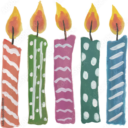 Colorful Hand-Painted Birthday Candles