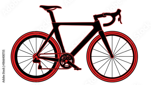 Sleek Black Road Bike with Red Accents a Modern Cycling Design.