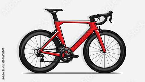 Sleek Red Time Trial Bicycle Aerodynamic Design for Speed.