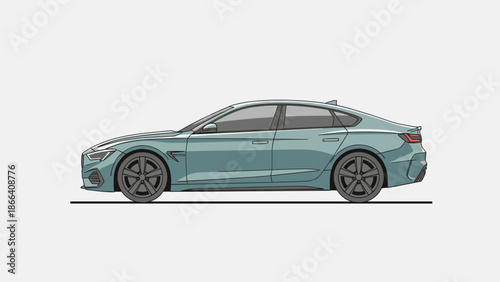 Sleek Teal Sedan A Modern Automotive Design Illustration.