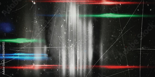 Abstract dark background featuring vibrant light streaks and a distressed grunge texture