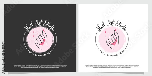 Nail logo design concept for beauty with creative element style