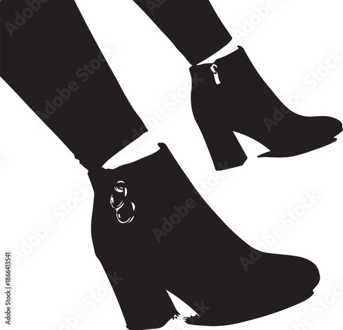 woman legs in black shoes