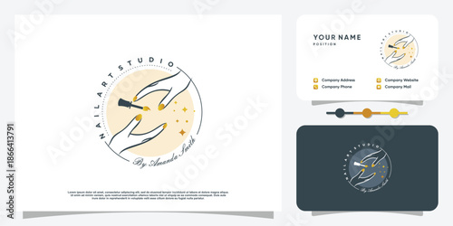 Nail polish logo design vector with creative unique style