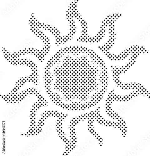 halftone sun illustration with dots