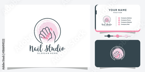 Nail polish logo design vector with creative unique style