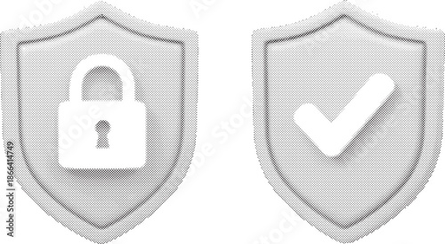security icons with shield and lock check mark