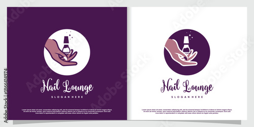 Nail polish logo design vector with creative unique style
