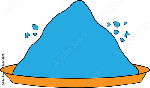 Mound of Blue Powder in Orange Dish pile heap