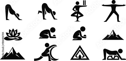 Sports and Extreme Activity Icons Silhouette Set