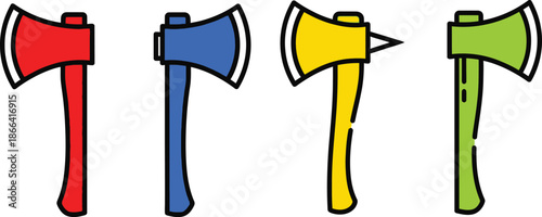 Axe Tools Icons Set Flat Illustration Isolated on White