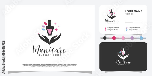 Beauty nail logo design vector with creative unique style Premium Vector