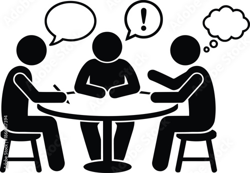 People discussing around table