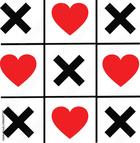 valentine tic tac toe heart illustration love game design