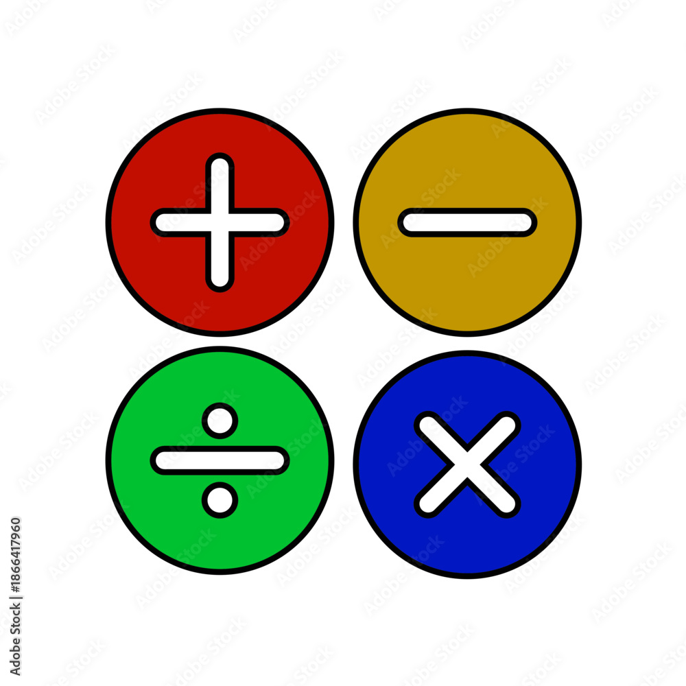 Fototapeta premium Math Symbols Flat Design Icon